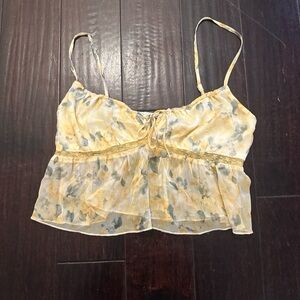 RSQ Yellow and Gray Floral Camisole